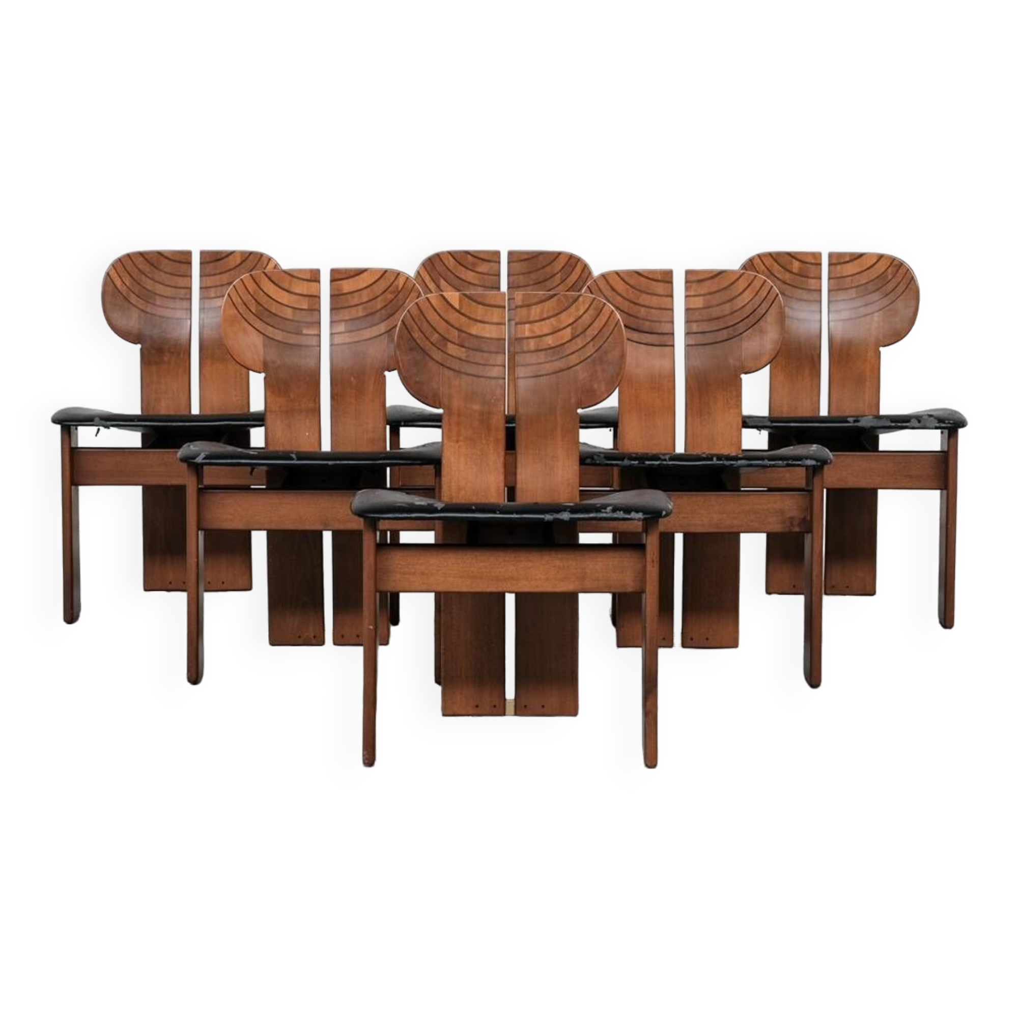 Set of Six 'Africa' Mid-Century Italian Dining Chairs by Scarpa