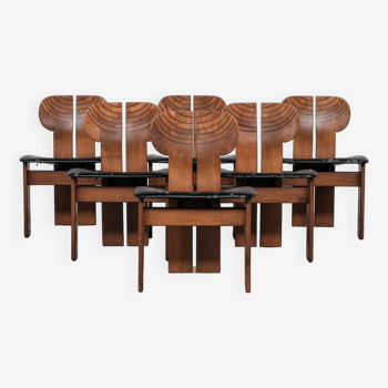 Set of Six 'Africa' Mid-Century Italian Dining Chairs by Scarpa