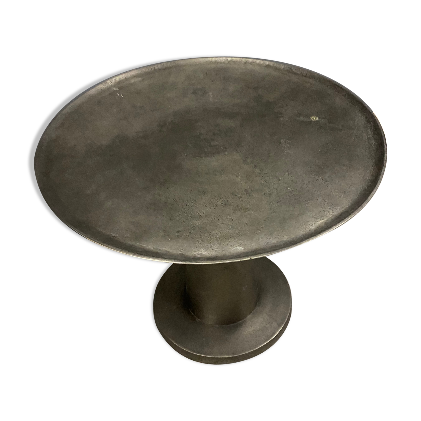 Industrial grey metal round table