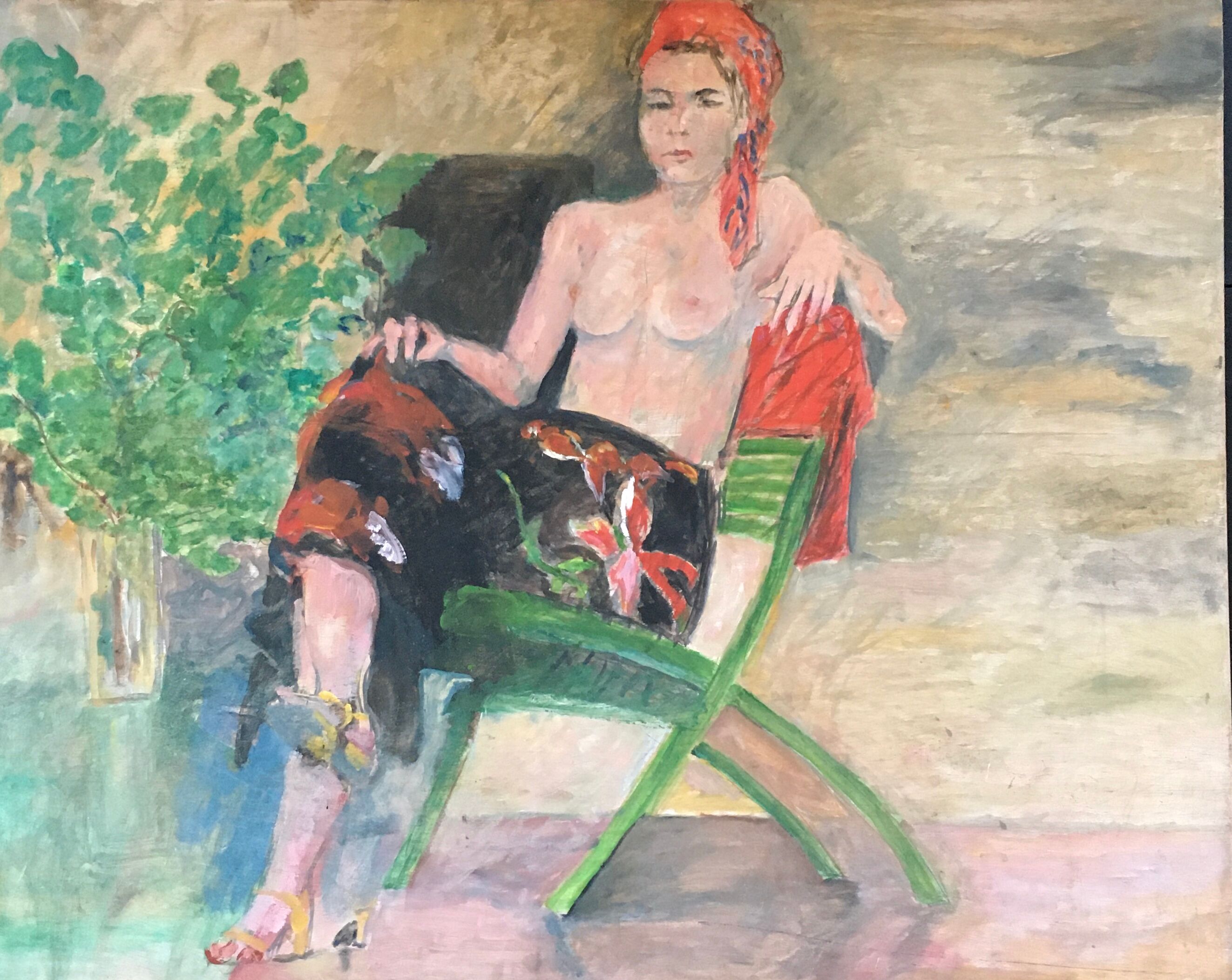 Painting woman in the garden