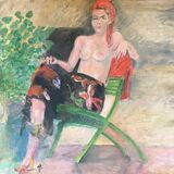 Painting woman in the garden