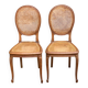 2 Louis XV medallion chairs in solid wood with canes