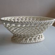 Woven ceramic oval fruit bowl or dish