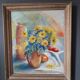 Antique painting depicting a bouquet of flowers