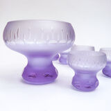 Dessert service cut and cups in old art deco purple crystal