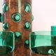 Vintage brutalist drinks set of green glass and patinated copper