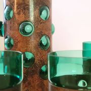 Vintage brutalist drinks set of green glass and patinated copper
