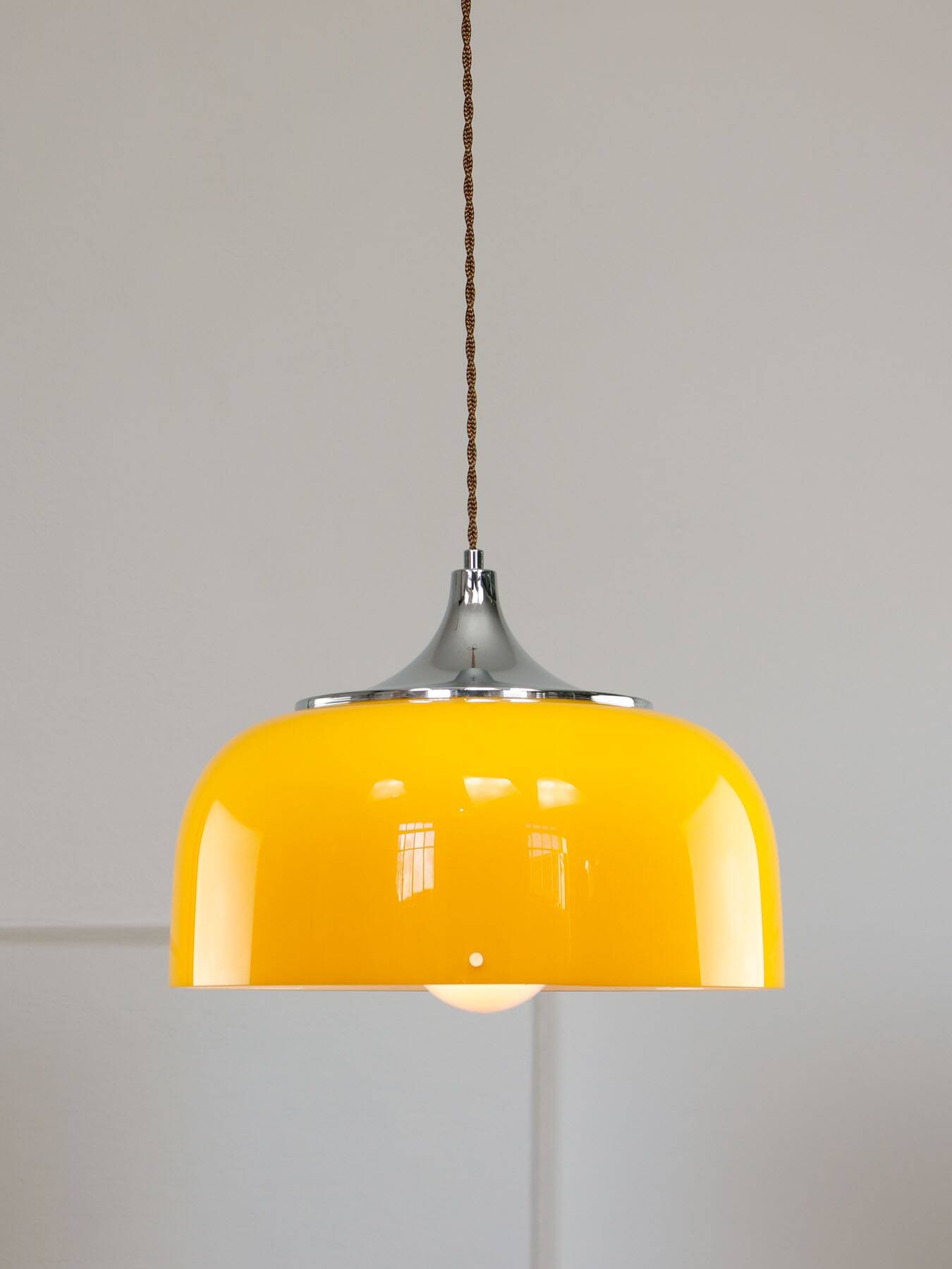 Space Age Yellow Pendant from Guzzini, 1970s