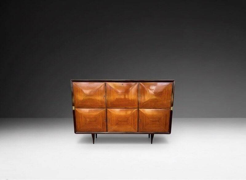 Mid-Century Sideboard in Wood and Brass, Italy, 1950s