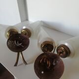 Pair of double double opaline and brass appliques