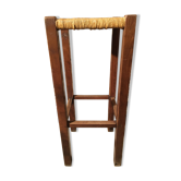 Oak bar stool with straw seat