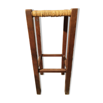 Tabouret de bar en chêne assise paillée