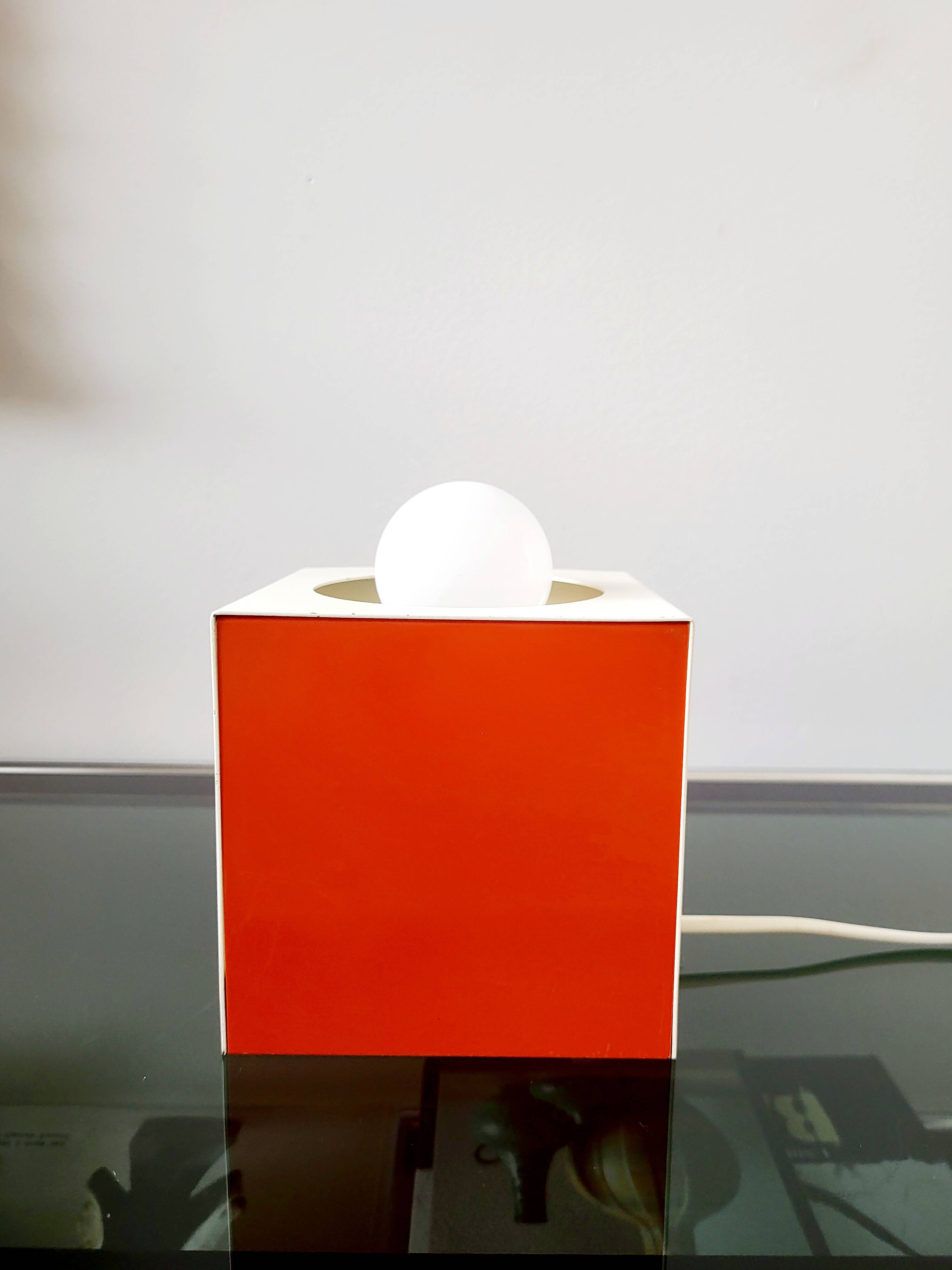 Lampe tafel « cube » de l'ère spatiale, Anvia, Johannes Joseph Maria (Jan) Hoogervorst