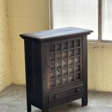 Cabinet brutaliste espagnol en pin teinté des années 60