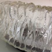 Round ice glass ceiling lamp, vintage 60s-70s