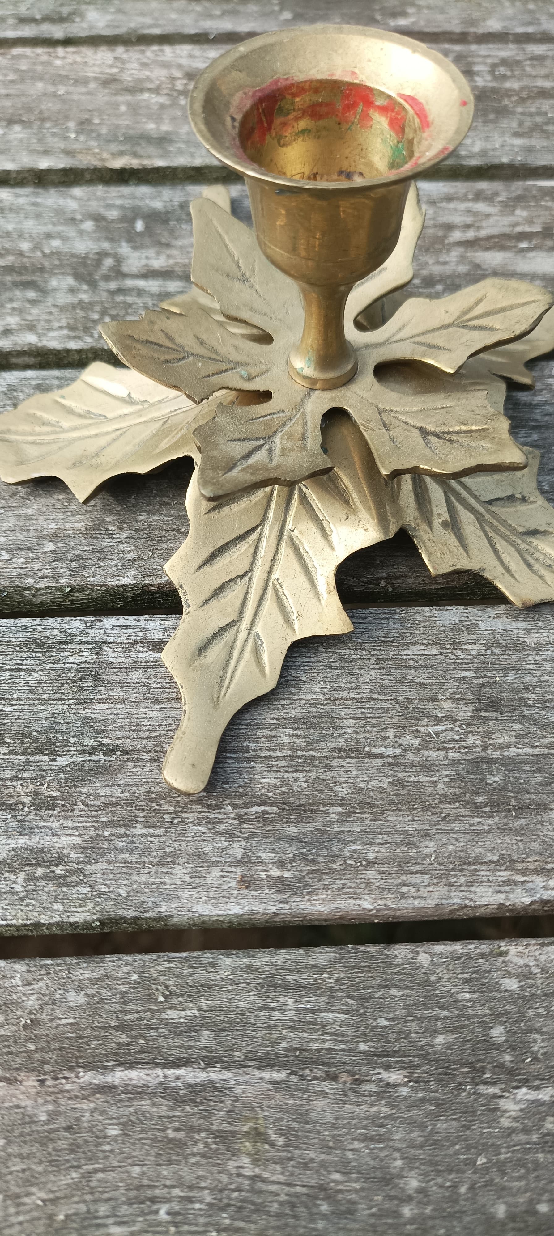 Golden metal candle holder