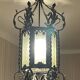 Vestibule lantern, hall, wrought iron entrance & cathedral glass, 80 cm pendant light