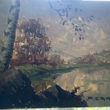 Oil on canvas by the pond signed P.Cario