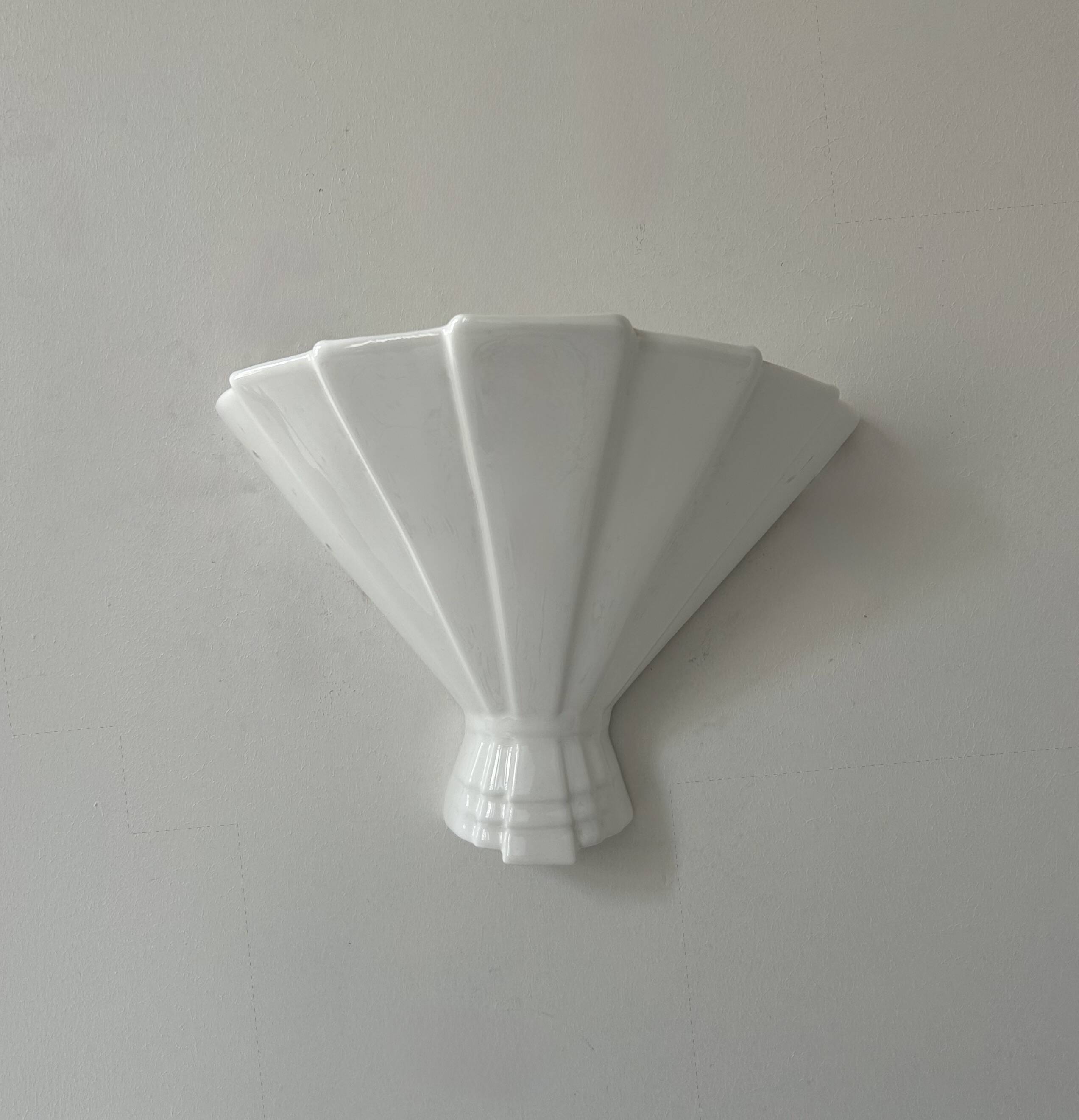Vintage white porcelain wall lamp, France, 1960