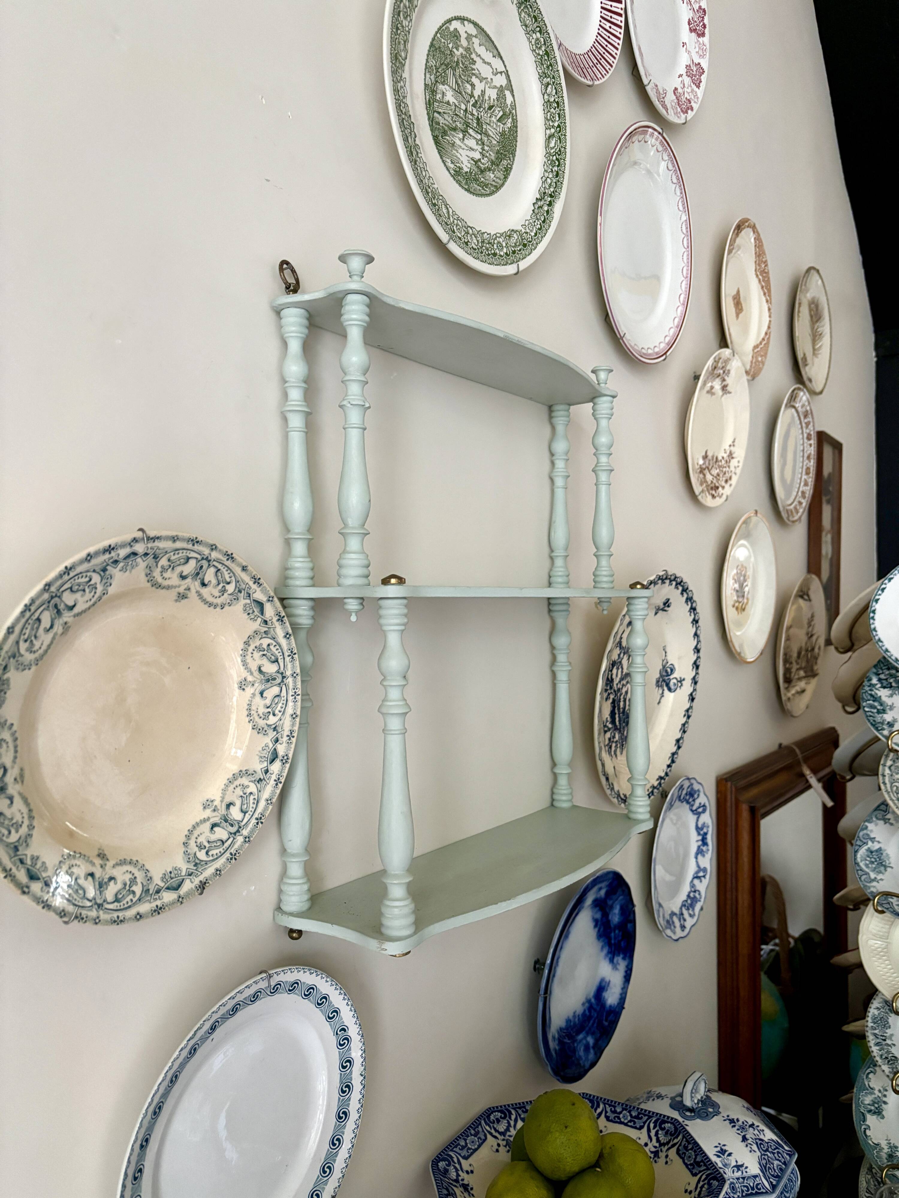 Étagère murale 3 tablettes en bois bleu ciel