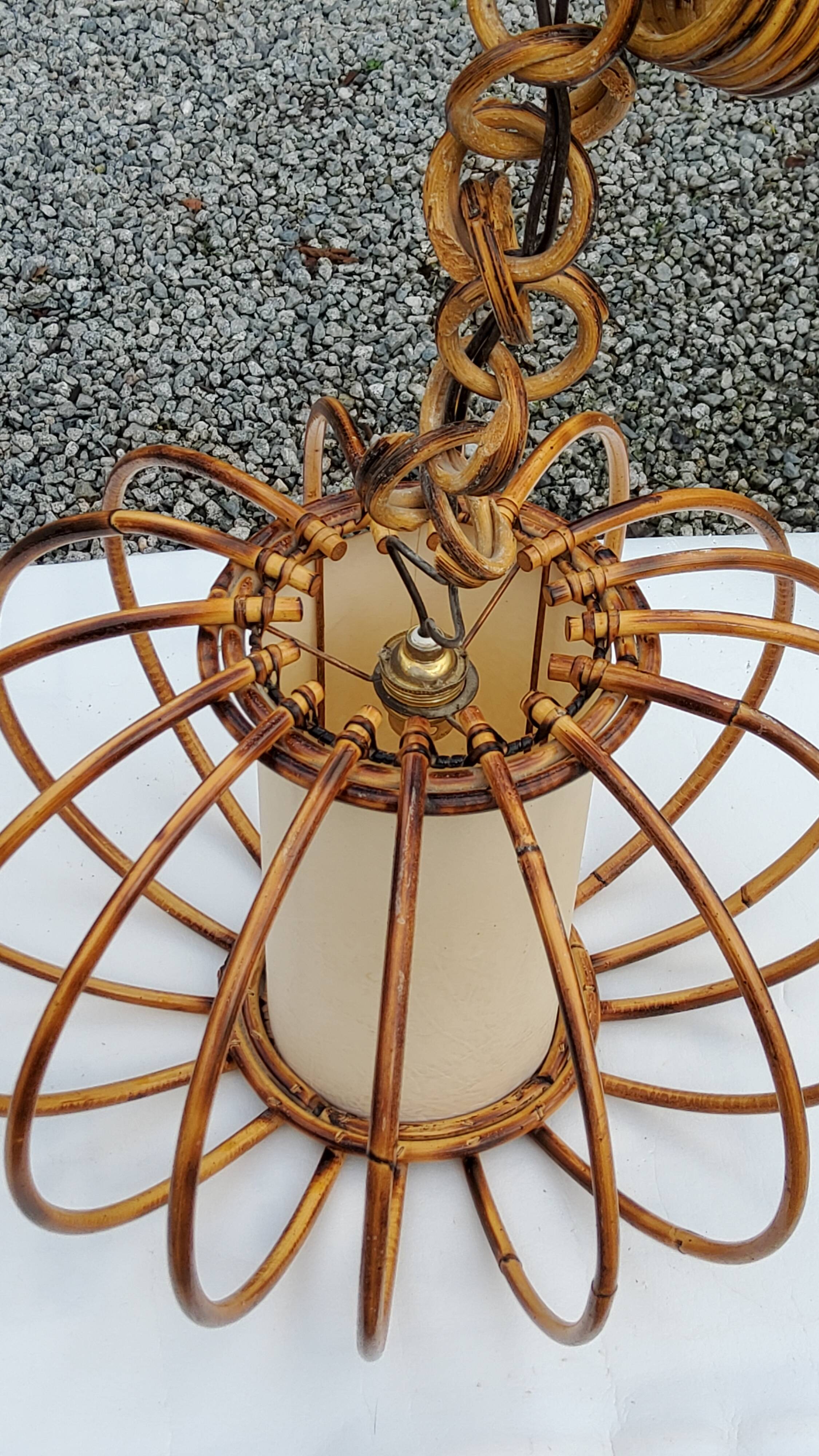 70s rattan pendant light