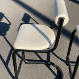 Pair of 1980s high chairs in leather and metal