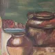 Rustic Kitchen Copper Pot Oil Painting - 1962