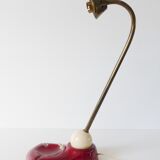 Exceptional ashtray lamp ceramic white and bordeaux 1950 vintage rockabilly 50's lamp