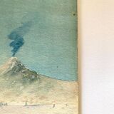 Illustration 1900, fishermen and the volcano