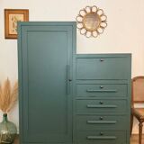 Art Deco Secretary Cabinet in solid wood