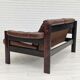 Scandinavian 2-seater sofa, original brown leather, 70s