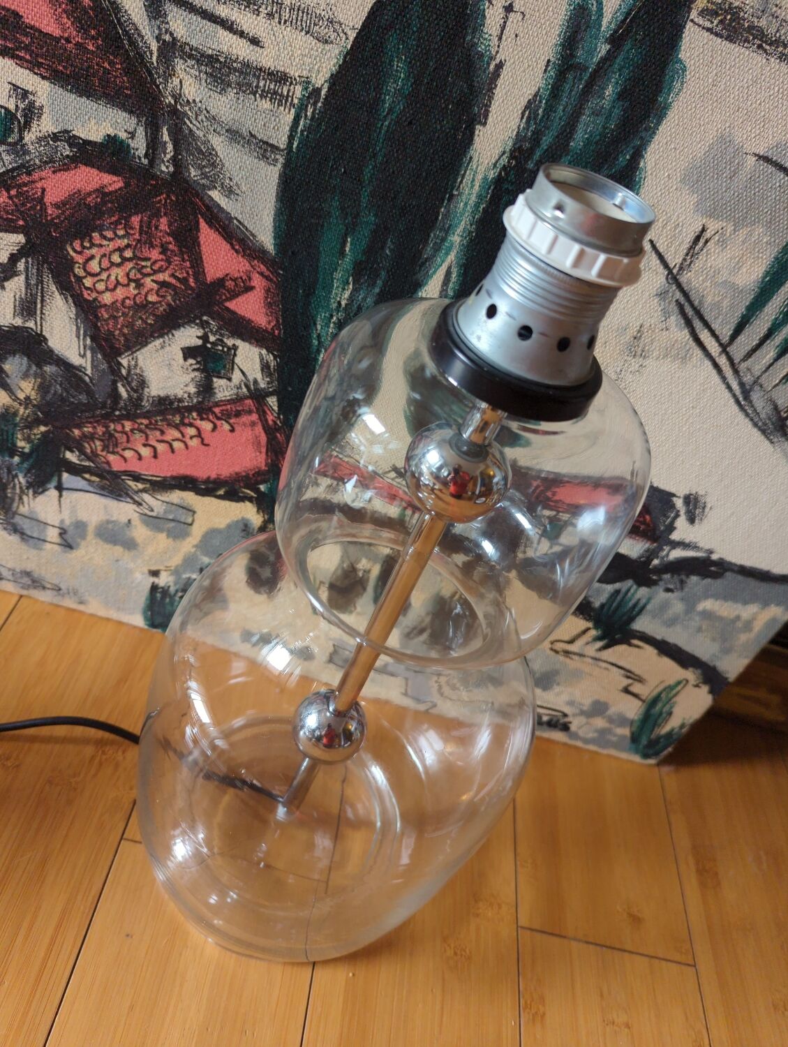 Vintage table lamp foot 70 glass
