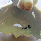 Old pair of candlesticks, earthenware, décor Rouen