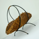 panier en osier avec cadre en métal noir style milieu du siècle années 1950 panier à fruits