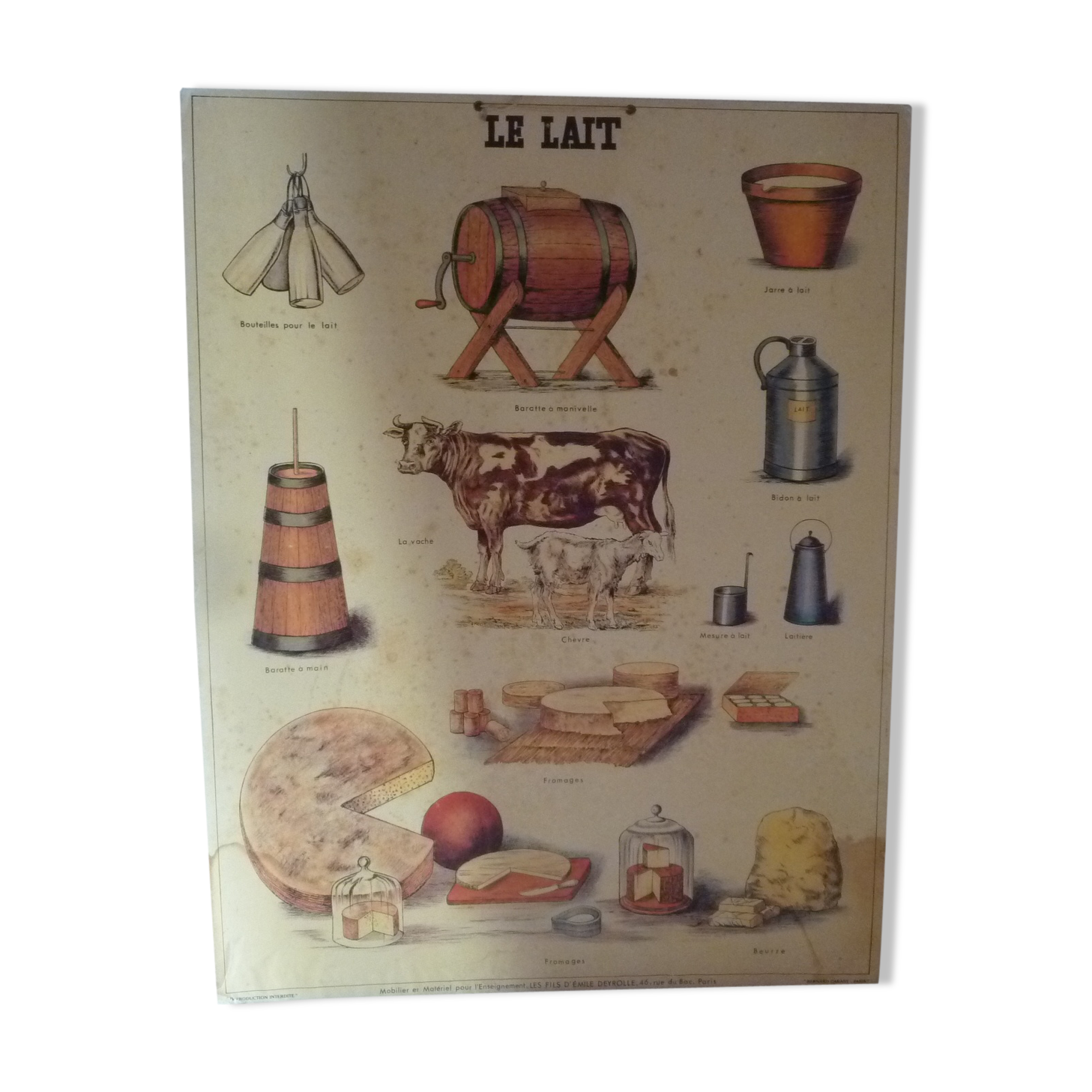 Affiche ancienne "Le lait" de Deyrolle