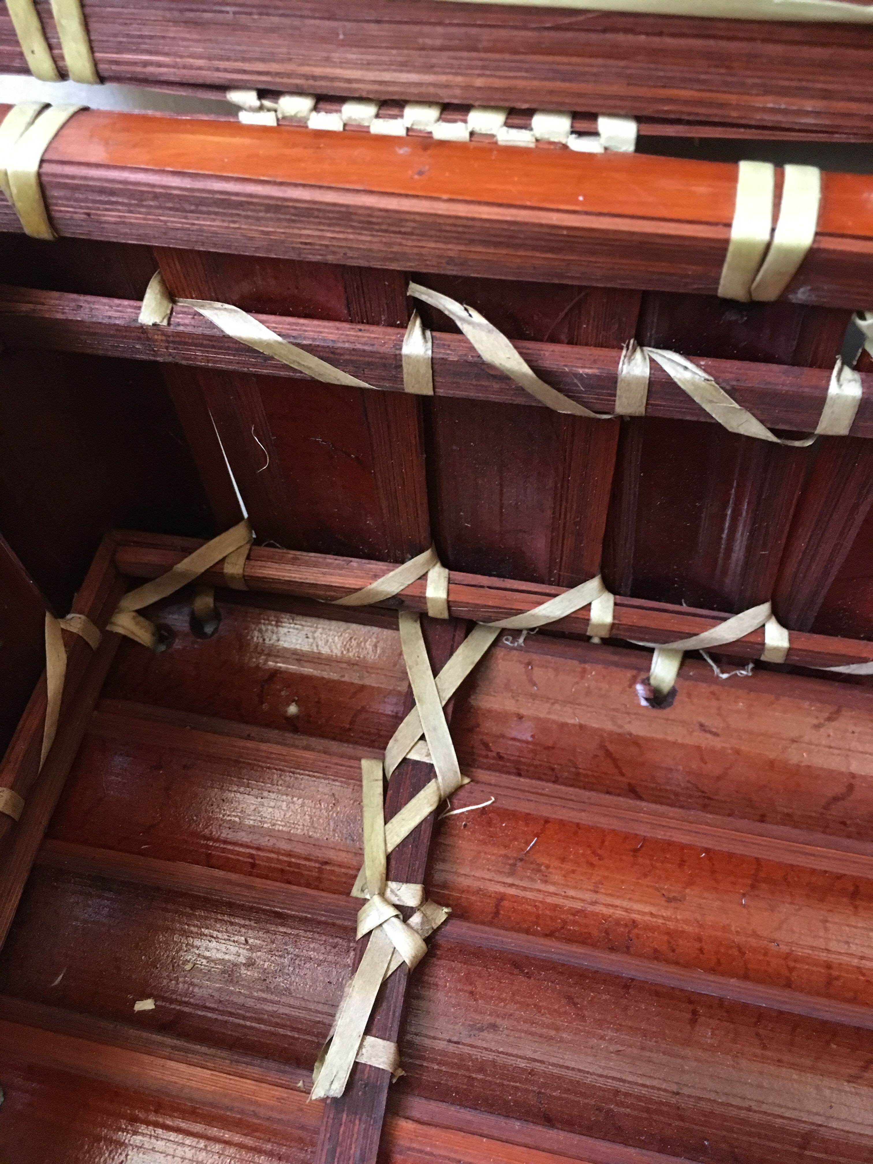 Suitcase in wicker and vintage bamboo