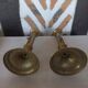 Pair of brass push-button candlesticks