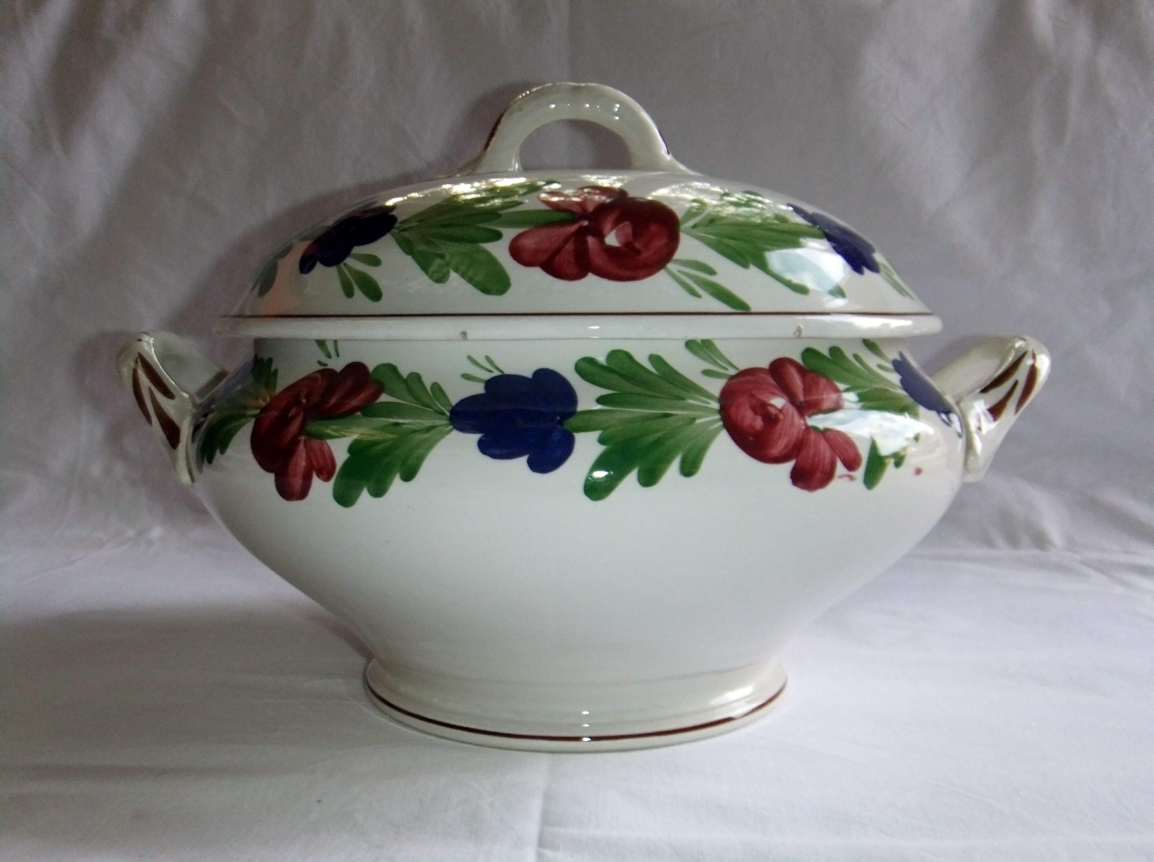 Old earthenware tureen Niderviller Moselle large format covered pot