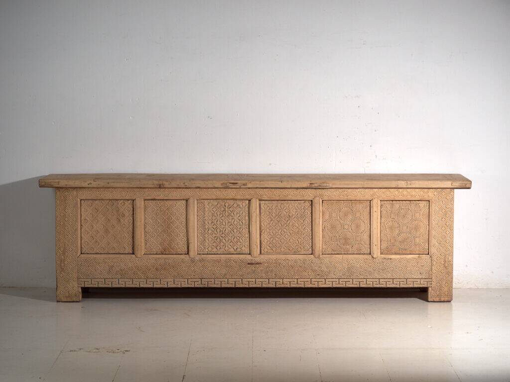 Old carved pine wood buffet – Gansu, around 1900