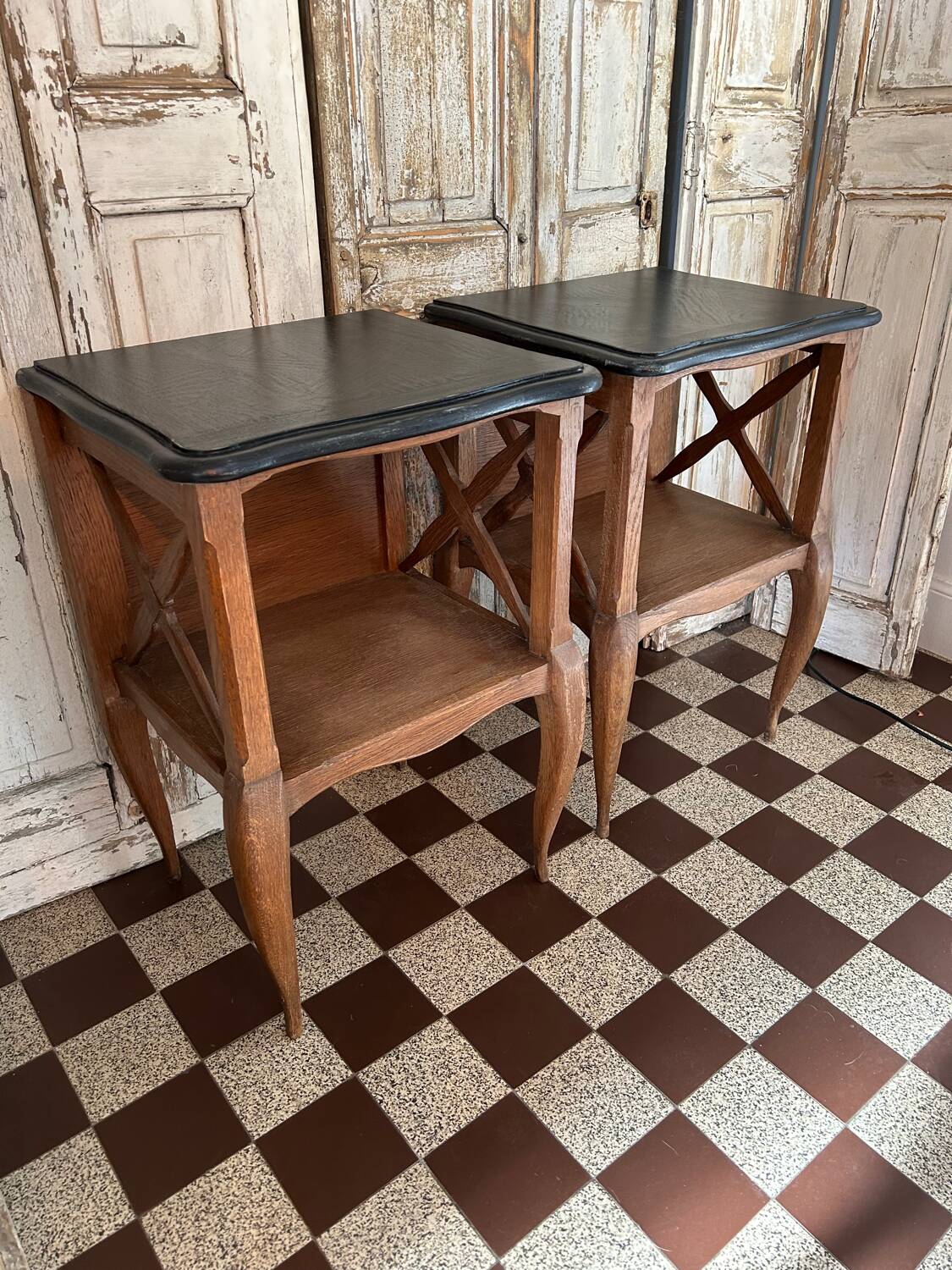 Pair of oak bedside tables