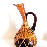Glass and wicker decanter 1970