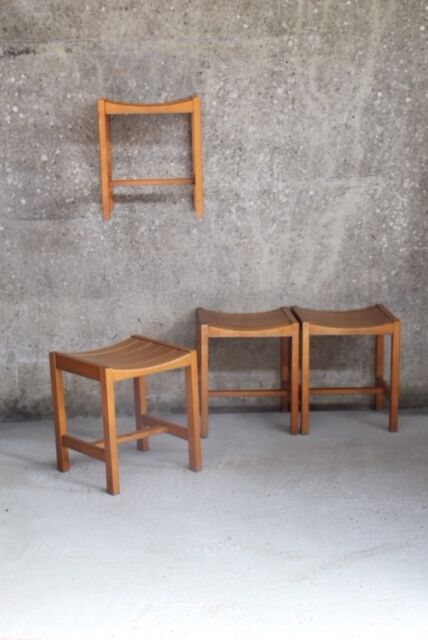 Suite of 4 stools design Sornay beech solid 1960