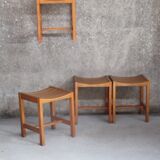 Suite of 4 stools design Sornay beech solid 1960