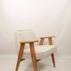 Vintage armchair beige and oak wood modern design 366