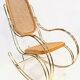 Vintage brass curved wooden rocking chair