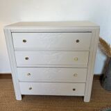 Restored wooden art deco chest of drawers with gilded handles