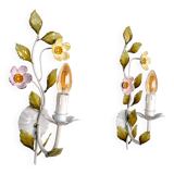 Pair of metal flower sconces, Italy, 1980s