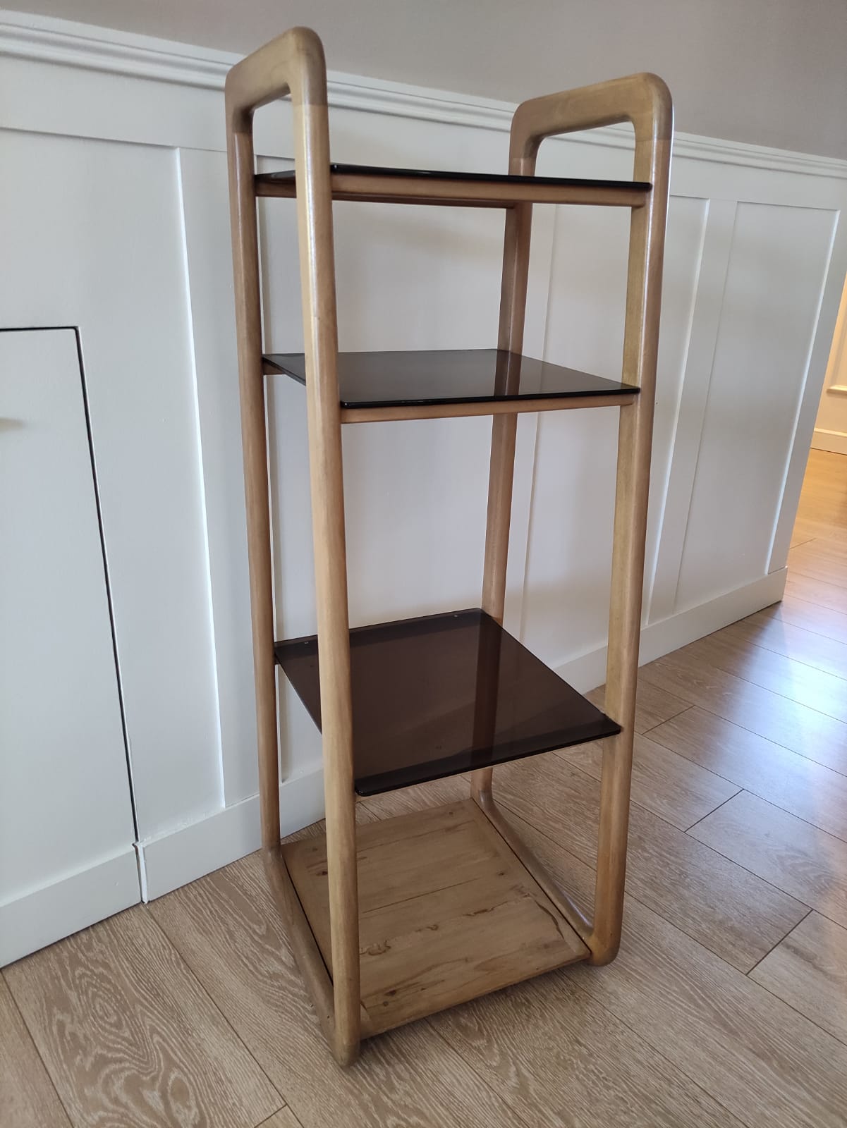 Scandinavian shelf in wood and plexiglass 70s