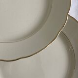 6 beige antique earthenware dinner plates with gold trim by Villeroy and Boch.