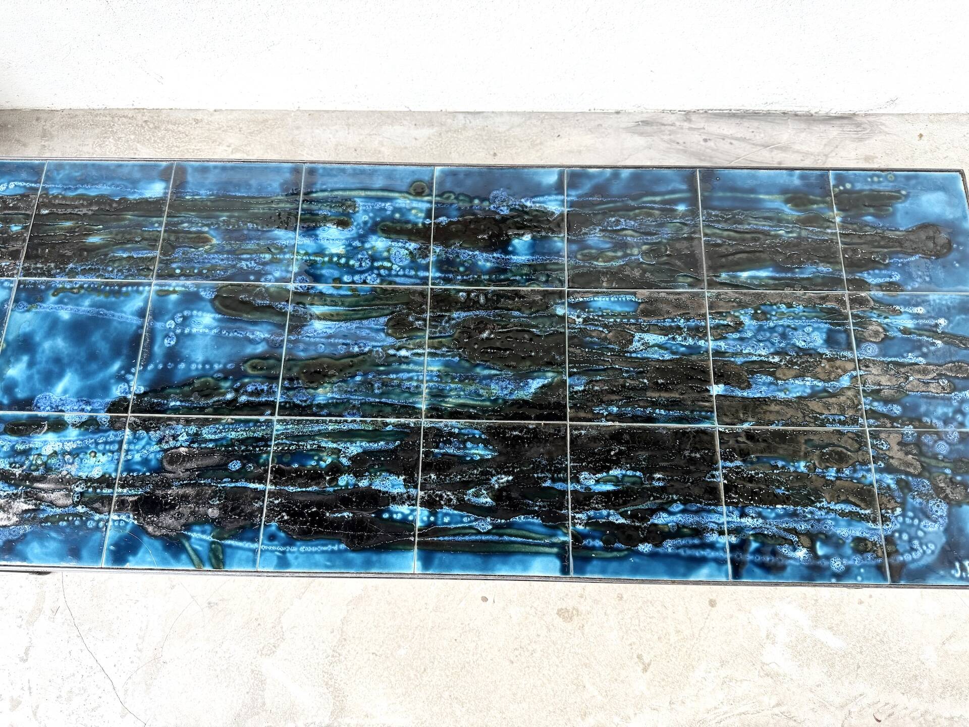 Metal and ceramic coffee table by J. Belarti, circa 1970